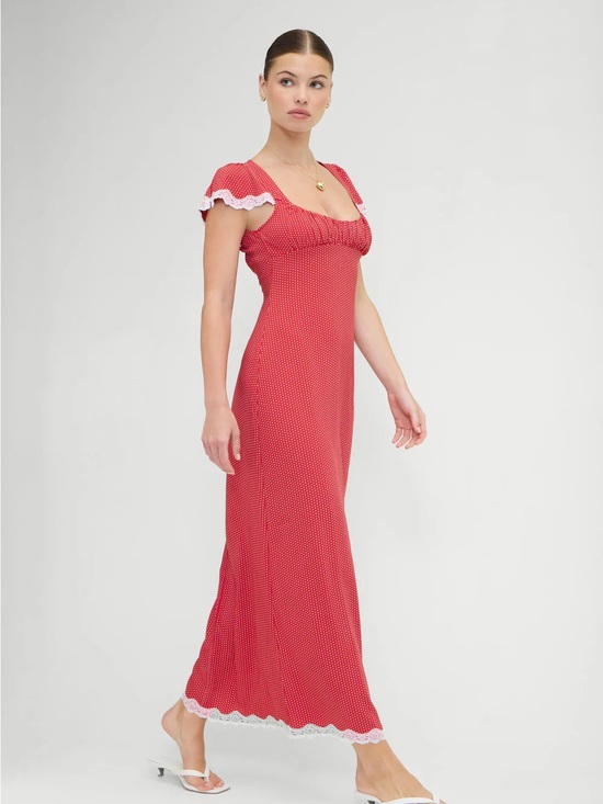 wild fable Dresses & Skirts - wild fable Red Polka Dot Maxi Dress with Lace Trim